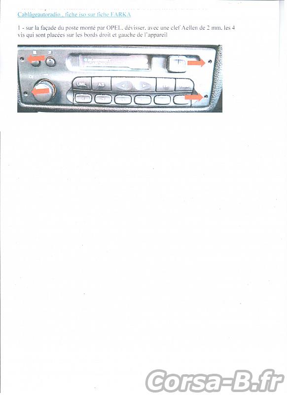 radio à connexion ISO sur une Corsa B à connecteur FARKRA 